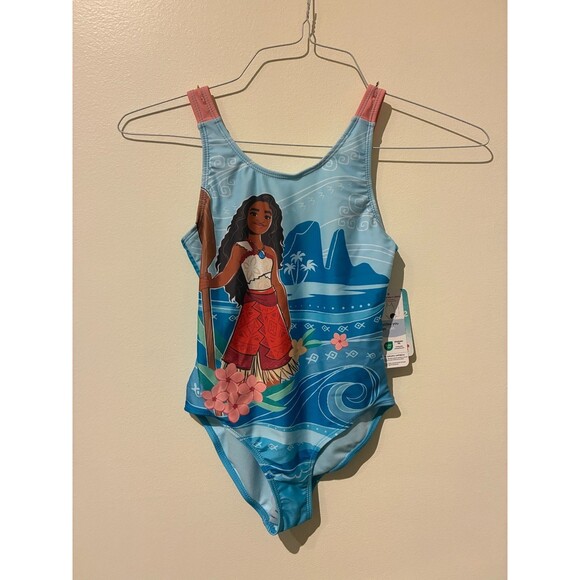 **3 for $25** NWT Disney Princess Blue One-Piece Moana Swimsuit - Girl's M - Picture 1 of 3